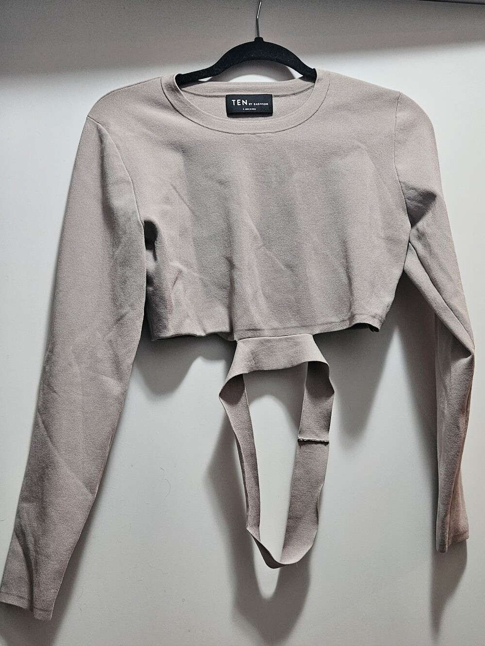 Ten By Babaton Retrospect Taupe Cropped Long Sleeve